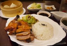 「逸品飲茶 縁茗」の鴨の照り焼きライス（広東焼鴨飯）定食＋小籠包